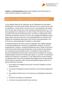 Bedeutung der Aufgaben für die Entwicklung der Jugendlichen