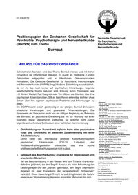 Burnout: Positionspapier